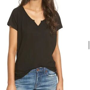 Madewell Black Split Neck Tee